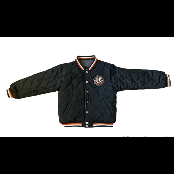 Harley Davidson Kids Reversible Leather/Wool Blend Jacket - Picture 2 of 3